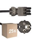 Voordeelpak 25x Noxion GST - Compatibel Voedingskabel Zwart - Vrouwlijk + Schuko Europlug - 3m - 3 pole 0.75mm2